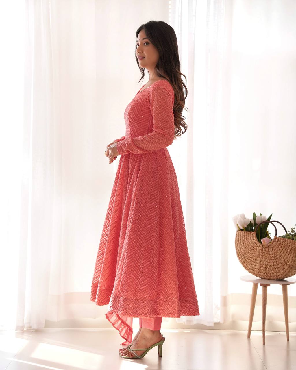 Plum Sequin Georgette Anarkali Suit with Dupatta – Festive & Party Wear AllTreandy
