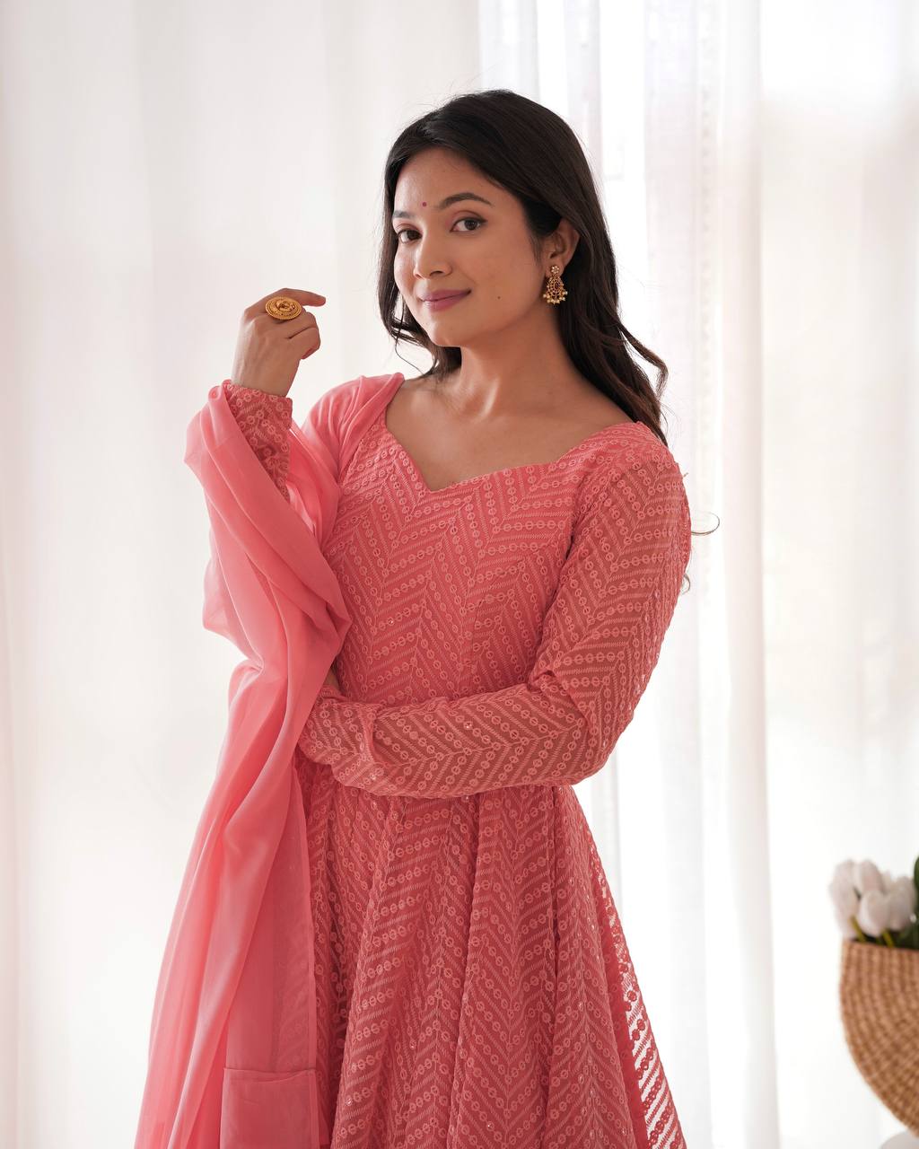 Plum Sequin Georgette Anarkali Suit with Dupatta – Festive & Party Wear AllTreandy