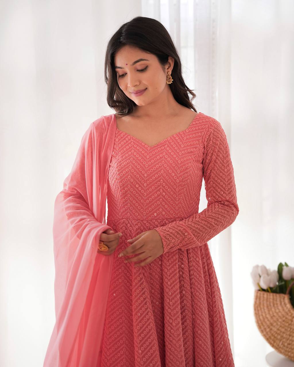 Plum Sequin Georgette Anarkali Suit with Dupatta – Festive & Party Wear AllTreandy