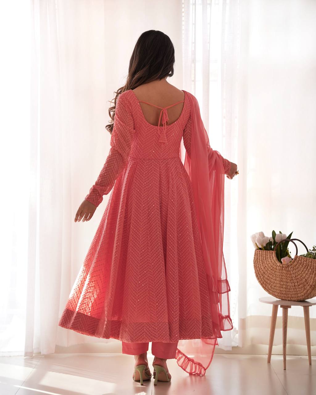 Plum Sequin Georgette Anarkali Suit with Dupatta – Festive & Party Wear AllTreandy