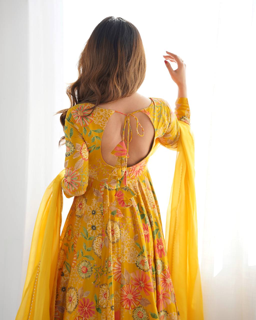 Sunflower Yellow Floral Peplum Kurta with Sharara & Dupatta – Vibrant Festive Wear AllTreandy